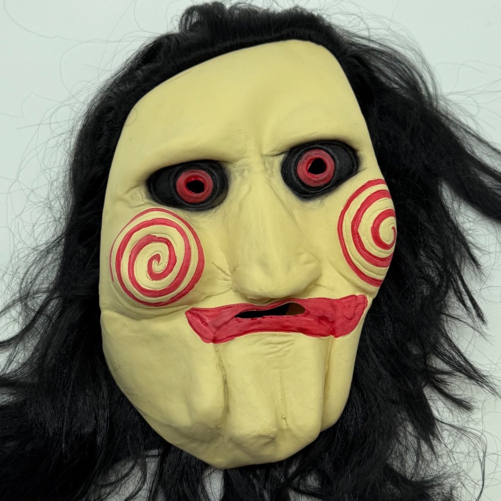 Saw Billy the Puppet Mask Jigsaw Horror Halloween Costume Latex with Hair